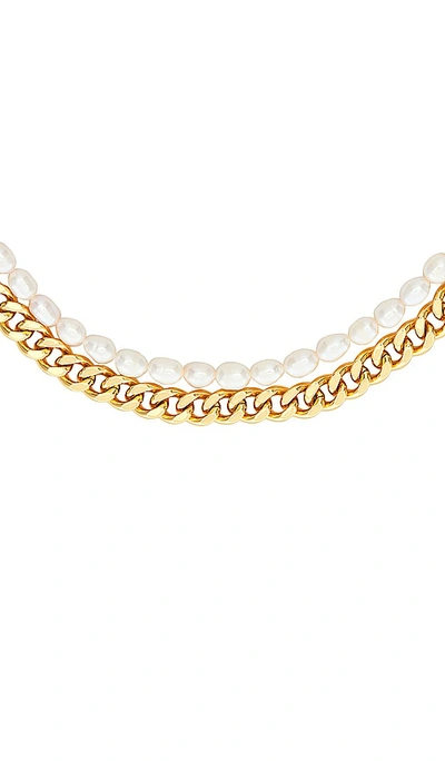 Shop Demarson Chiara Necklace In Shiny Gold & Fresh Water Pearl