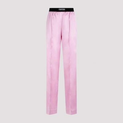 Shop Tom Ford Silk Satin Pijama Pants Xs In Gv Primrose Lilac