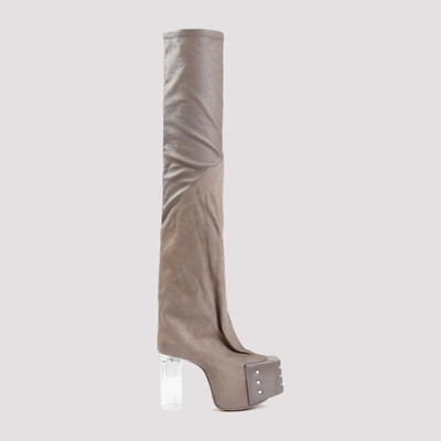 Shop Rick Owens Flared Platforms Boots 39 In Dust Clear
