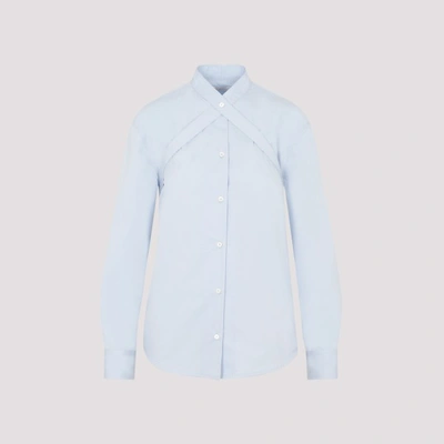 Shop Off-white Off White Poplin Cross Belt Shirt 40 In Light Blue