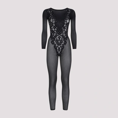Shop Wolford Flower Lace Jumpsuit S In Black