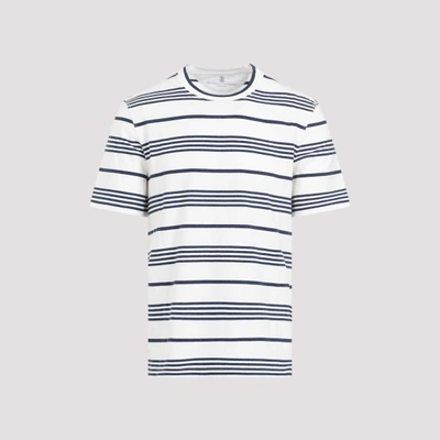 Shop Brunello Cucinelli Cotton T-shirt L In C Off White Denim