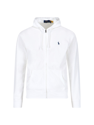 Shop Polo Ralph Lauren Zipped Sweatshirt In White