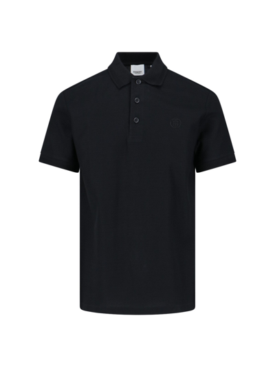 Shop Burberry Logo Polo Shirt In Black  