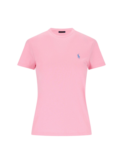 Shop Polo Ralph Lauren Logo T-shirt In Pink