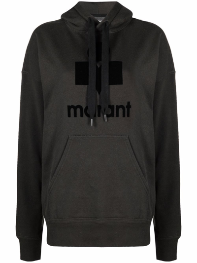 Isabel Marant Étoile Black Hoodie With Tonal Logo Print In ブラック
