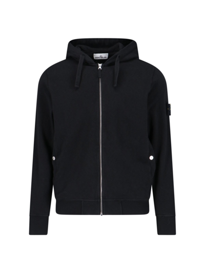 Shop Stone Island '63160' Zip Sweatshirt In Black  
