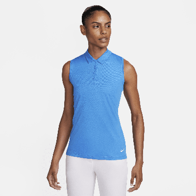 Shop Nike Women's Dri-fit Victory Sleeveless Golf Polo In Blue