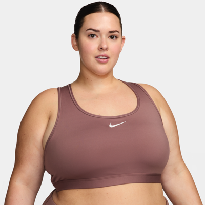 Shop Nike Women's Swoosh Medium Support Padded Sports Bra (plus Size) In Purple