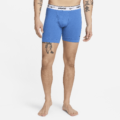 Shop Nike Men's Dri-fit Essential Cotton Stretch Boxer Briefs (3-pack) In Blue