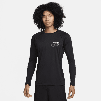 Shop Nike Men's Swim Long-sleeve Hydroguard In Black