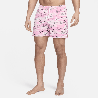Shop Nike Men's Swim Flock 5" Volley Shorts In Pink
