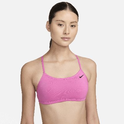 Shop Nike Women's Essential Racerback Bikini Top In Pink