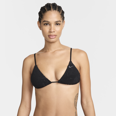 Shop Nike Women's Swim Retro Flow String Bikini Top In Black