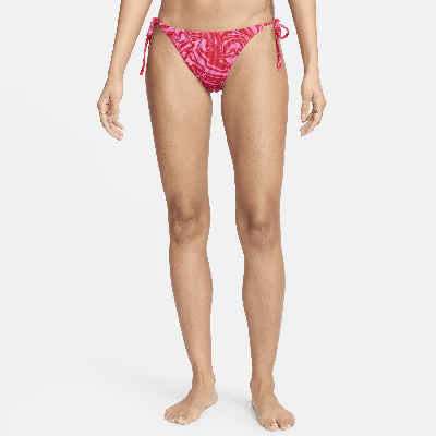 Shop Nike Women's Swim Swirl String Bikini Bottom In Pink