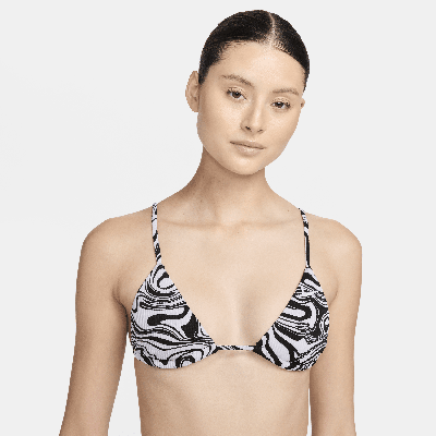 Shop Nike Women's Swim Swirl String Bikini Top In Black