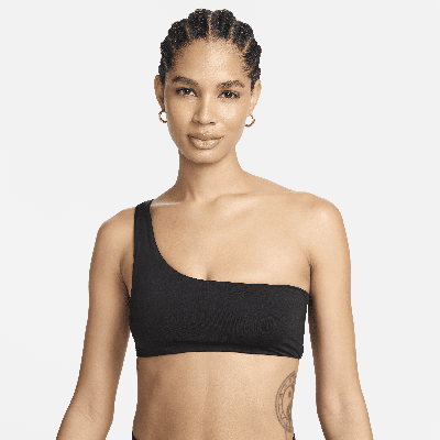 Shop Nike Women's Swim Essential Asymmetrical Bikini Top In Black