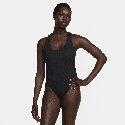 Shop Nike Women's Swim Elevated Essential Cross-back One-piece Swimsuit In Black