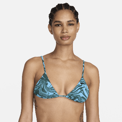Shop Nike Women's Swim Swirl String Bikini Top In Blue