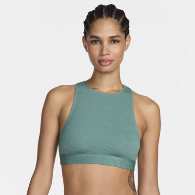 Shop Nike Women's Swim Elevated Essential High-neck Bikini Top In Green