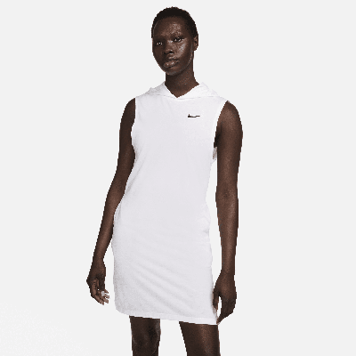 Shop Nike Women's Swim Essential Hooded Cover-up Dress In White