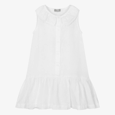 Shop Il Gufo Girls White Linen Dress