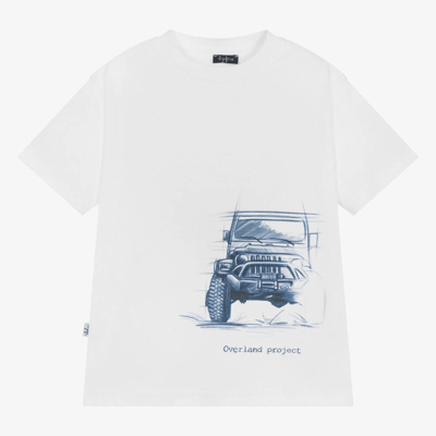 Shop Il Gufo Boys White Cotton Jeep T-shirt