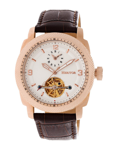 Heritor Automatic Helmsley Semi-skeleton Leather-band Watch