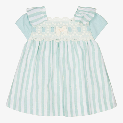 Shop Miranda Baby Girls Green & White Cotton Dress