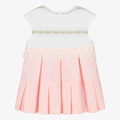 Shop Miranda Baby Girls Pink & White Cotton Dress