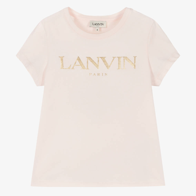 Shop Lanvin Girls Pale Pink Organic Cotton T-shirt
