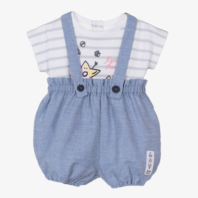 Shop Kenzo Kids Baby Girls Blue Striped Cotton Shorts Set