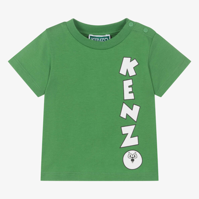 Shop Kenzo Kids Boys Green Cotton  Paris T-shirt