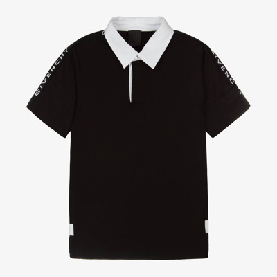Shop Givenchy Teen Boys Black Cotton Jersey Rugby Shirt