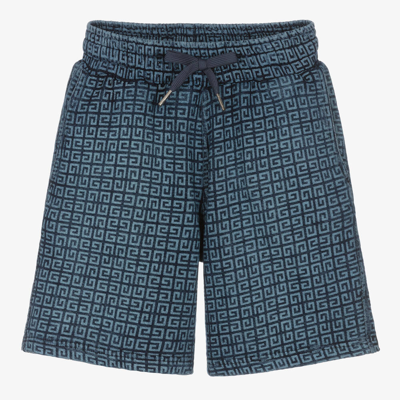 Shop Givenchy Teen Boys Blue Cotton Jersey 4g Shorts