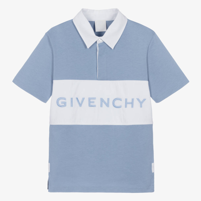 Shop Givenchy Teen Boys Blue Cotton Jersey Rugby Shirt