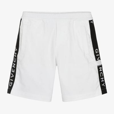 Shop Givenchy Boys White Cotton Shorts