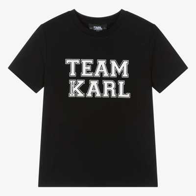 Shop Karl Lagerfeld Kids Teen Boys Black Cotton Team Karl T-shirt