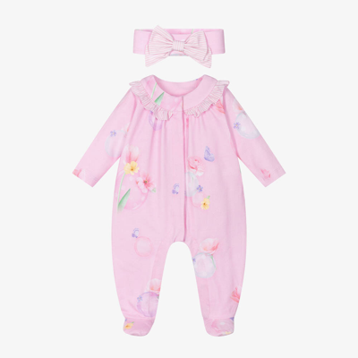Shop Lapin House Girls Pink Floral Cotton Babysuit Set