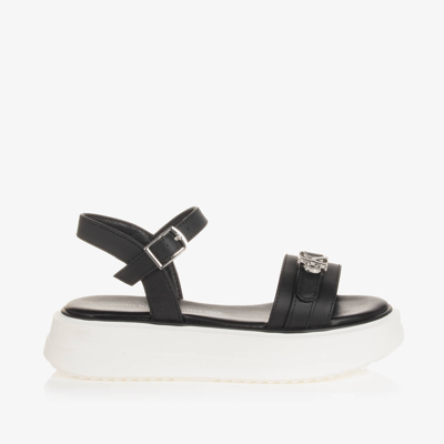 Shop Calvin Klein Girls Black & White Flatform Sandals