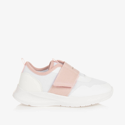 Shop Calvin Klein Girls White Faux Leather & Mesh Trainers
