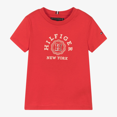 Shop Tommy Hilfiger Boys Red Cotton Monotype Logo T-shirt