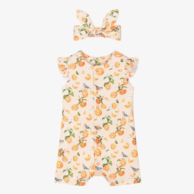 Shop My Little Pie Girls Orange Cotton Citrus Babysuit Set