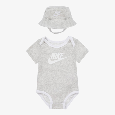 Shop Nike Grey Cotton Babysuit Set