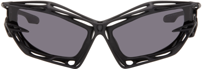 Shop Givenchy Black Giv Cut Cage Sunglasses In Matte Black / Smoke