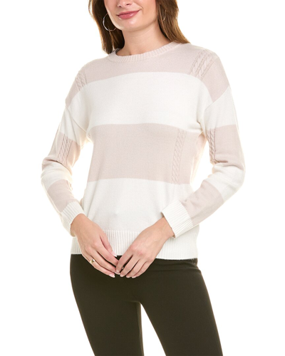 Shop T Tahari Block Stripe Sweater In White