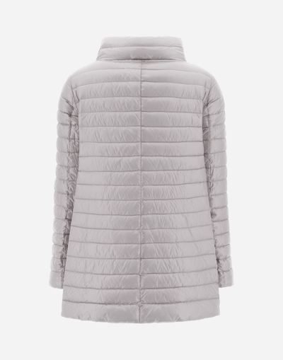 Herno Navy A-line Reversible Down Jacket For Women In Blue/grey
