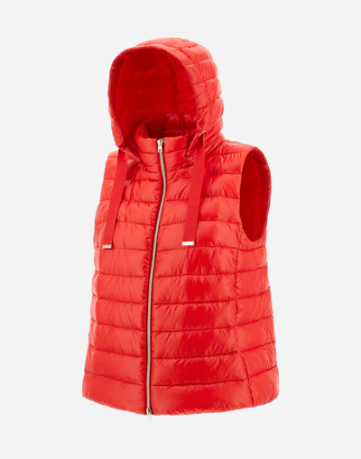 Herno Sleeveless Jacket In Nylon Ultralight In Light Red