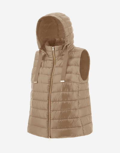 Herno Sleeveless Jacket In Nylon Ultralight In Camel