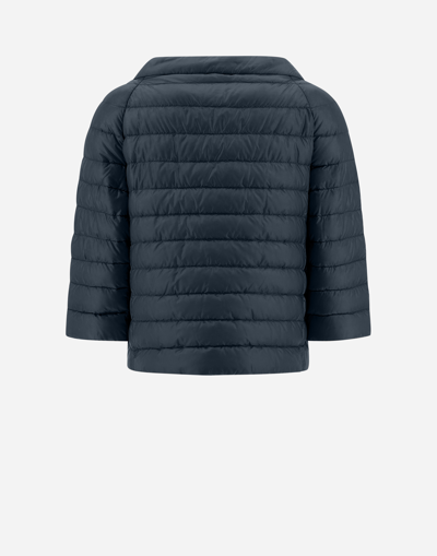 Herno Nylon Ultralight Reversible Cape In Blue/grey